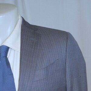 Sartoria Etro Gray Striped Flat Front Two Button Suit 38R NWT